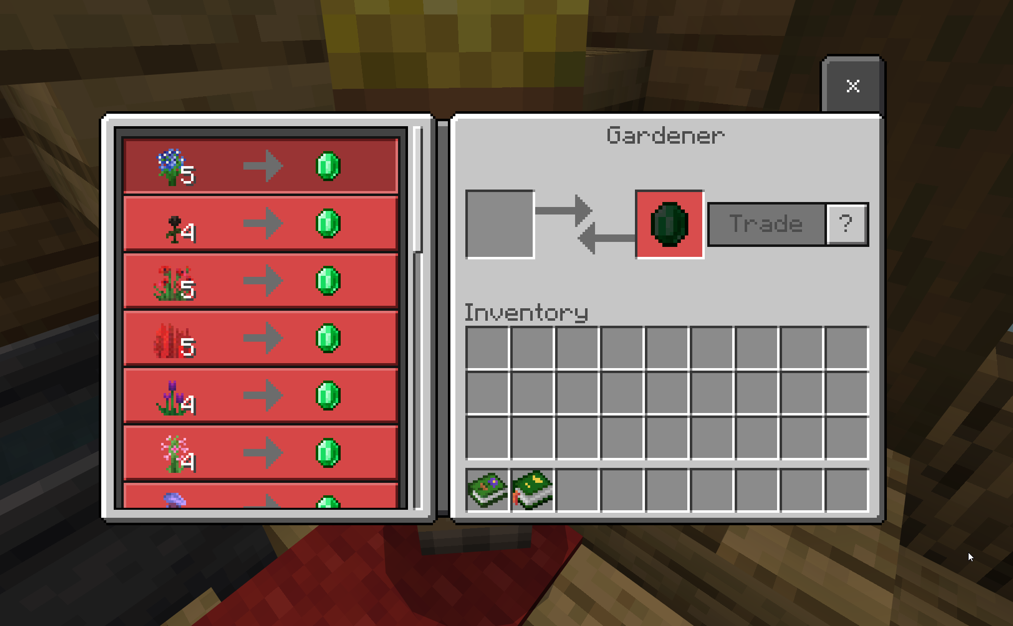 A Gardener Trading Menu